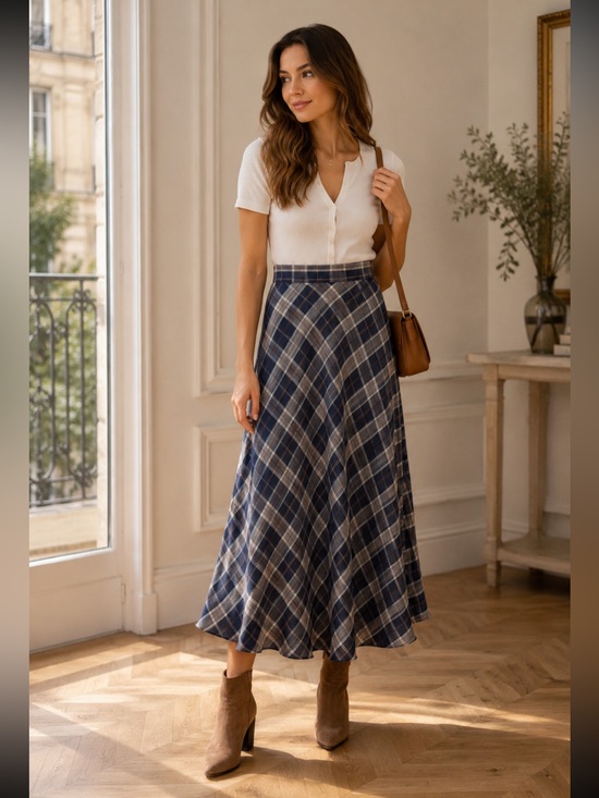 ShopEvelynne Dresses & Skirts - FROM PARIS FRANCE 🇫🇷 Navy Plaid Women's Skirt